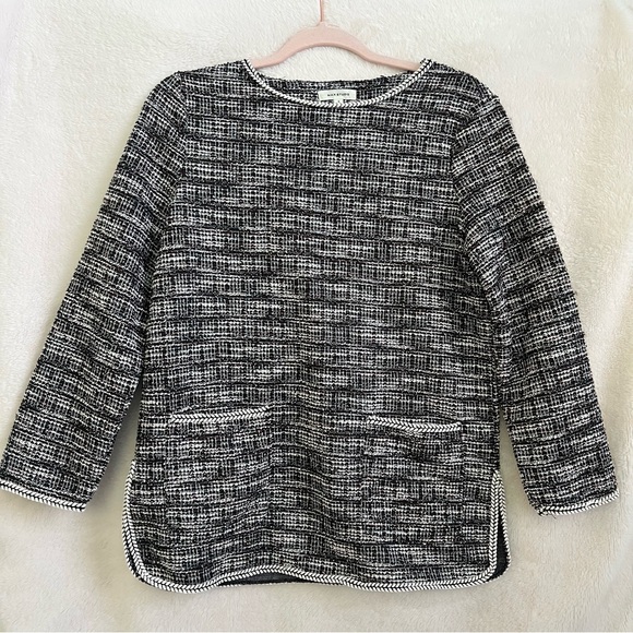 NWT Max Studio Pullover Top Boucle Knit Sweater Black Multi Textured Small - Picture 1 of 8